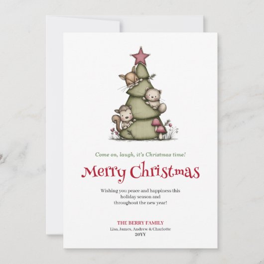 Chic funny Christmas tree greeting card シーズンカード (正面)