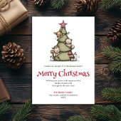 Chic funny Christmas tree greeting card シーズンカード