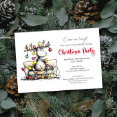 Chic Funny Reindeer Christmas Party Invitation 招待状