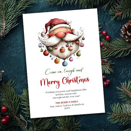 Chic Funny Santa Hand Drawn Red Green Greeting  シーズンカード