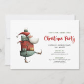 Chic Funny Santa Watercolor Christmas Party Card 招待状 (正面)
