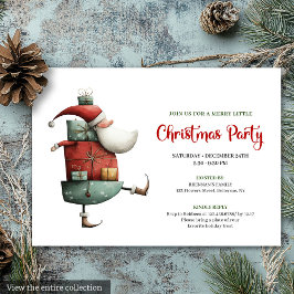 Chic Funny Santa Watercolor Christmas Party Card 招待状