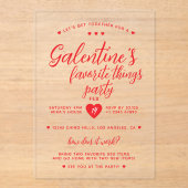 Chic Galentine's Favorite Things Party  アクリル招待状 (正面)