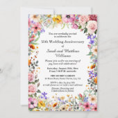 Chic Garden Flowers 55th Wedding Anniversary 招待状 (正面)
