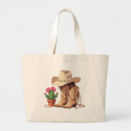 Chic Gen Z Western Boho Cowgirl Fashion Accessory ラージトートバッグ