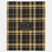 Chic Geometric Black Gold Monogram Blanket フリースブランケット (正面)