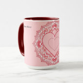 Chic Geometric Heart Mandala Personalized マグカップ (正面左)