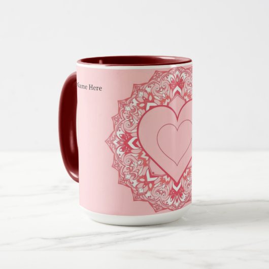 Chic Geometric Heart Mandala Personalized マグカップ (正面左)