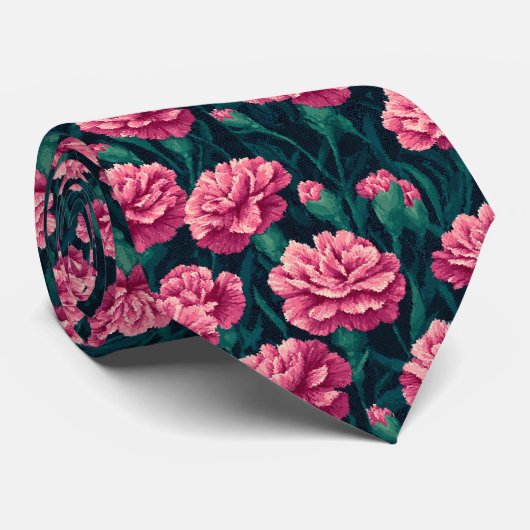Chic Gifts For Father Carnation Floral ネクタイ (ロール)
