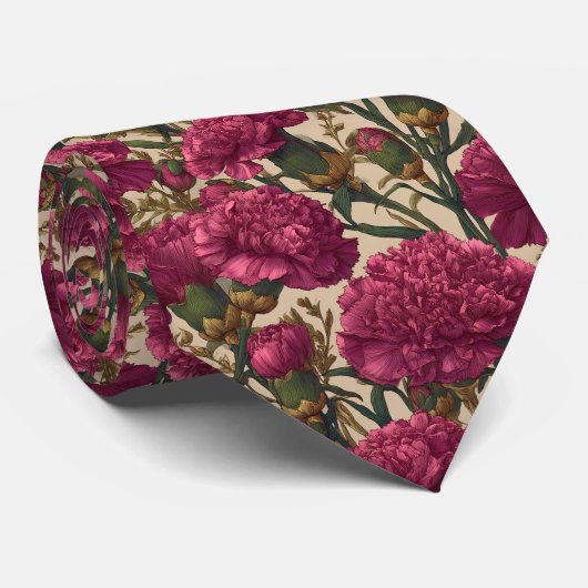 Chic Gifts For Husband Carnation Floral ネクタイ (ロール)