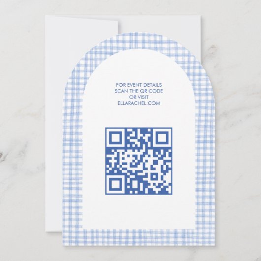 Chic Gingham Modern Custom QR Bat Bar Mitzvah Arch 招待状 (裏面)