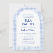 Chic Gingham Modern Custom QR Bat Bar Mitzvah Arch 招待状 (正面)