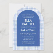 Chic Gingham Modern Custom QR Bat Bar Mitzvah Arch 招待状 (正面)