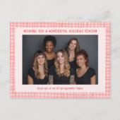 Chic Gingham Pink Red Christmas Custom Business  シーズンポストカード (正面)
