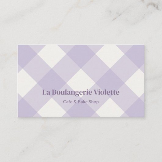 Chic Gingham Purple Bakery QR Photo  名刺 (正面)