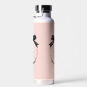 Chic Girly Bow Modern Feminine Blush Pink Monogram ウォーターボトル (右面)
