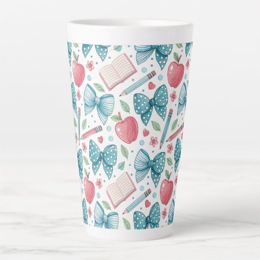 Chic Girly Pattern Teacher カフェラテマグ (正面)