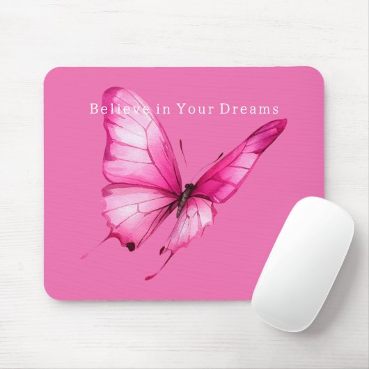 Chic Girly Pink Butterfly マウスパッド (マウス)