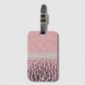 Chic Girly Pink Leopard animal print Glitter Image ラゲッジタグ (正面縦)
