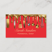 Chic glam Personal Chef Catering Gold Glitter  名刺 (正面)
