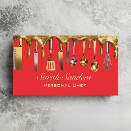 Chic glam Personal Chef Catering Gold Glitter  名刺