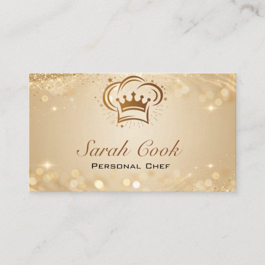 Chic Glam Personal Chef Catering Gold Glitter 名刺 (正面)