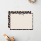 Chic Glam Trendy Gold Leopard Animal Print Name ノートカード (正面/裏面インサイチュ)