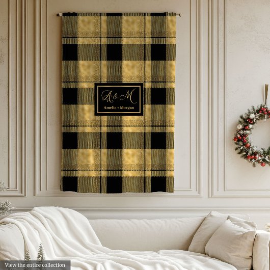 Chic Glamorous Birthday Gift Black Gold Blanket フリースブランケット