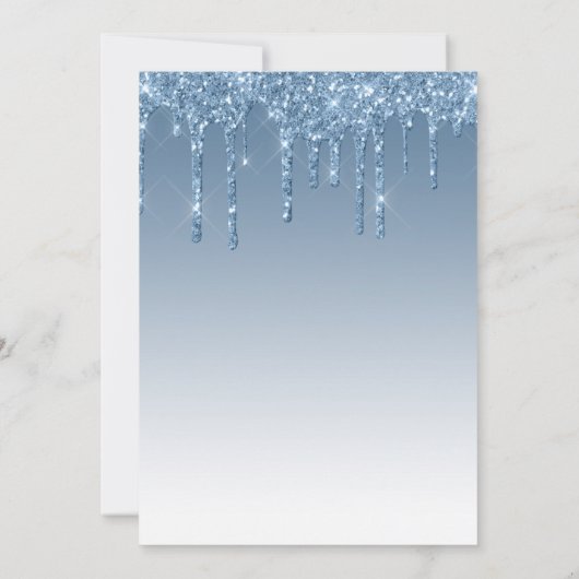 Chic Glitter Drip Blue 50th Birthday 招待状 (裏面)