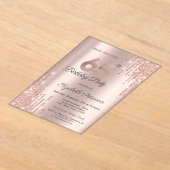 Chic Glitter Drips Rose Gold 65th Birthday  アクリル招待状 (レイダウン)