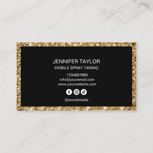 Chic Glitter Mobile Spray Tans Black Gold Tanning 名刺 (裏面)