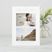 Chic Gold 2 Photos Ornament Sophisticated Wedding セーブザデート (スタンド正面)