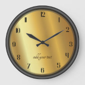 Chic Gold and Black Effect Personalized ラージ壁時計 (正面)