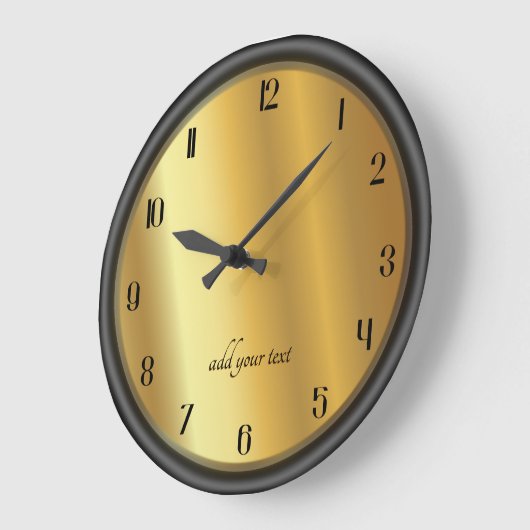 Chic Gold and Black Effect Personalized ラージ壁時計 (傾斜)