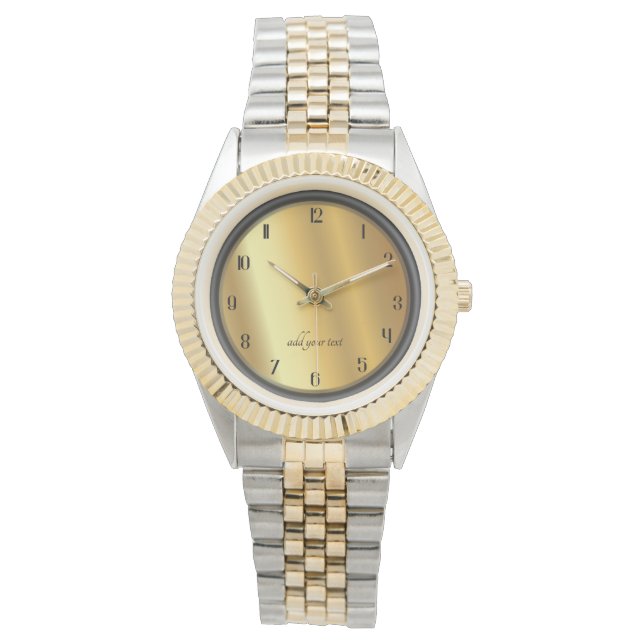 Chic Gold and Black Effect Personalized 腕時計 (正面)