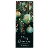 Chic Gold and Green Christmas Tree Ornaments ワインギフトバッグ (正面)