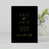 Chic Gold & Black Photo Wedding Save the Date 箔招待状 (立ち正面)