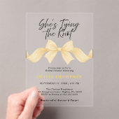 Chic Gold Bow She's Tying the Knot Bridal Shower アクリル招待状 (インサイチュ (ポータブル))