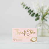 Chic gold brush blush pink chic order thank you 名刺 (スタンド正面)