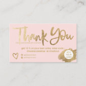 Chic gold brush blush pink chic order thank you 名刺 (正面)