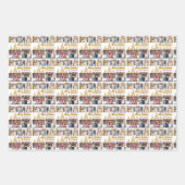 Chic Gold Christmas Tree Family Photo Collage ラッピングペーパーシート (正面2)