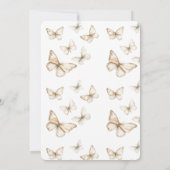 Chic Gold Cream White Butterflies Bridal Shower 招待状 (裏面)