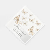 Chic Gold Cream White Butterflies Wedding  スタンダードランチョンナプキン (角)