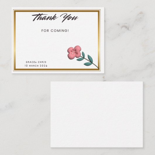 Chic Gold Edge Thank You Note | Customizable Event ノートカード (正面/裏面)