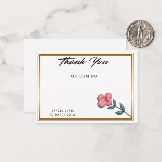 Chic Gold Edge Thank You Note | Customizable Event ノートカード (正面/裏面インサイチュ)