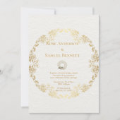 Chic Gold Floral Wedding Invitation 招待状 (正面)