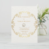 Chic Gold Floral Wedding Invitation 招待状 (スタンド正面)