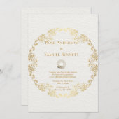 Chic Gold Floral Wedding Invitation 招待状 (正面/裏面)