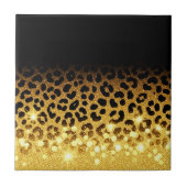 Chic Gold Glitter Leopard Print Pattern タイル (正面)