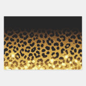 Chic Gold Glitter Leopard Print Pattern ラッピングペーパーシート (正面)